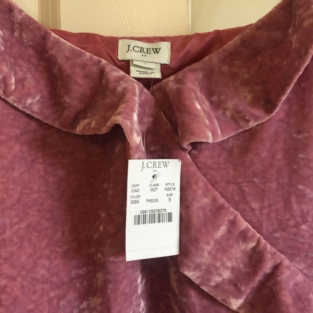 J. Crew NWT Coquette Barbie Factory Velvet Ruffle Spaghetti Cami M - Picture 6 of 8